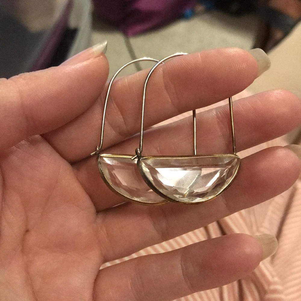 Coolest semi circle cut beveled glass earrings